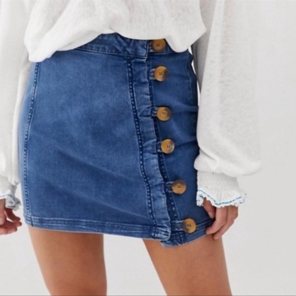 Free People Dresses & Skirts - Free People | Little Daisies Button Denim Mini Skirt